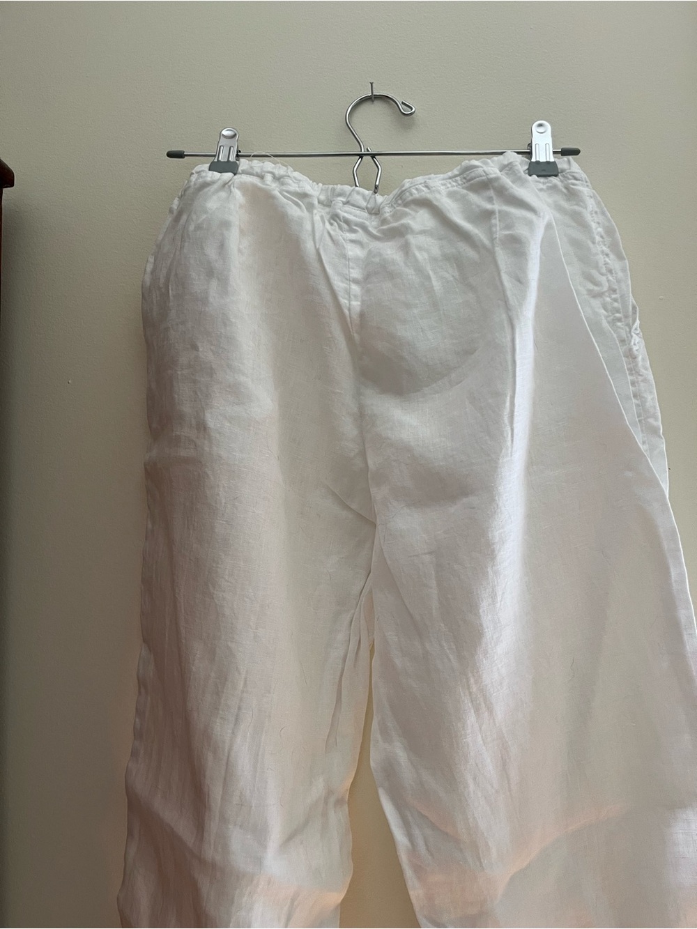 CP SHADES CLASSIC Lightweight White Linen Drawstring Pants - Picture 3 of 12